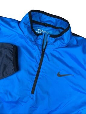 Nike Golf Shield Windbreaker Jacket Men’s Large Blue Black Pullover Quarter Zip